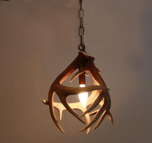 Whitetail Deer Antler Pendant Light Made From Three Real Antlers