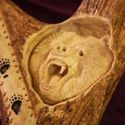 antler bear carving