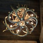 bottom view of two tier whitetail antler chandelier
