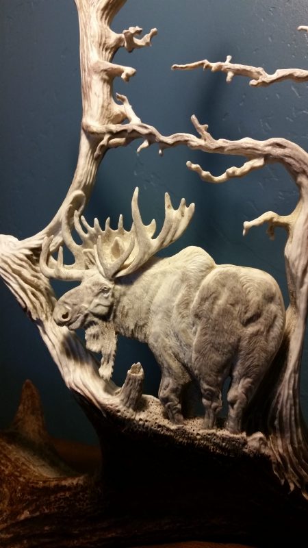 bull moose antler carving