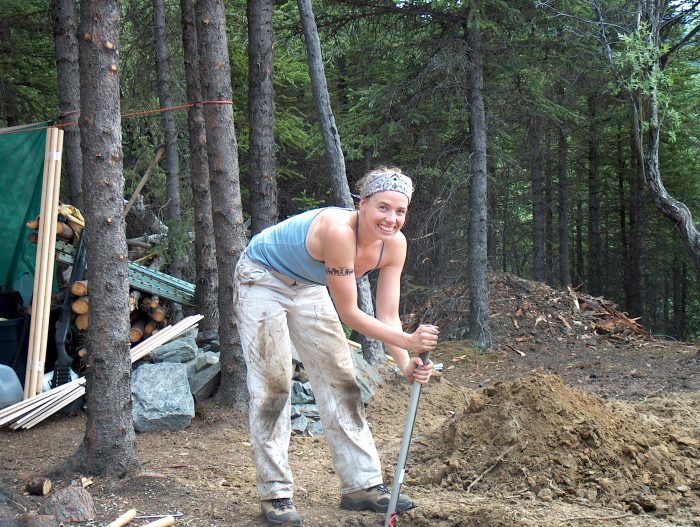 Digging holes for cabin