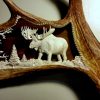 large bull moose antler carving