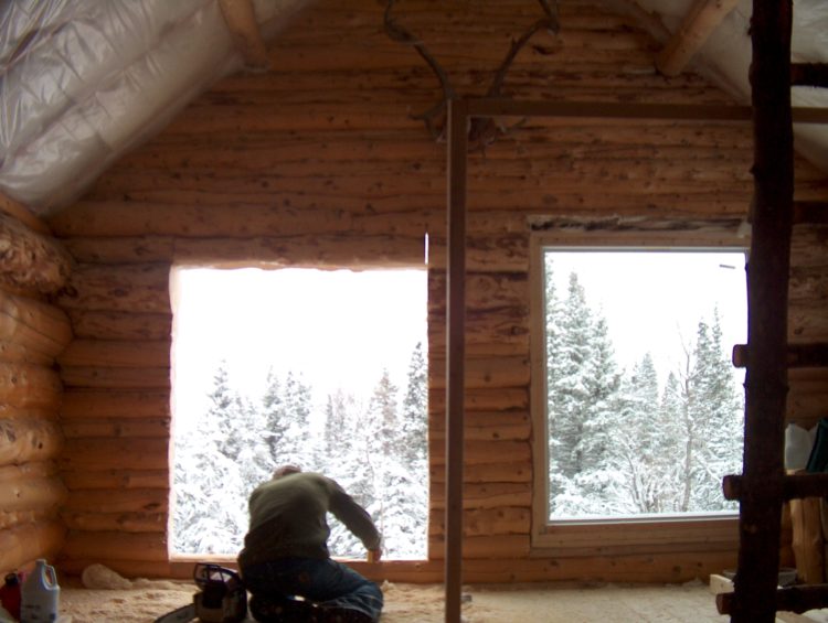 Log cabin window cutting