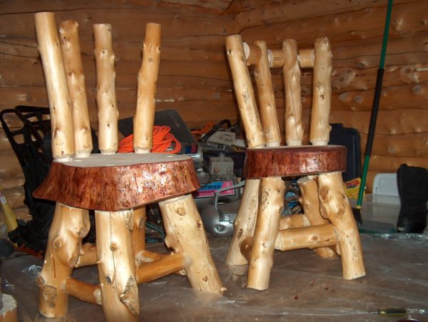 log chairs