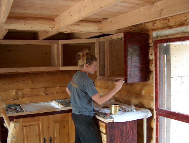 staining cabinets