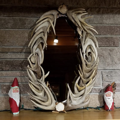 oval deer antler mirror