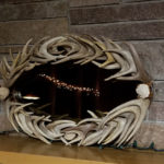 Small oval deer antler mirror