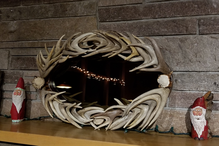 Small oval deer antler mirror