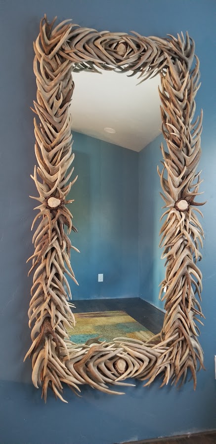 large rectangle antler mirror