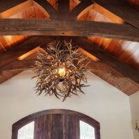 Elegant mule deer antler ball chandelier
