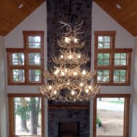 whitetail antler lighting in great room