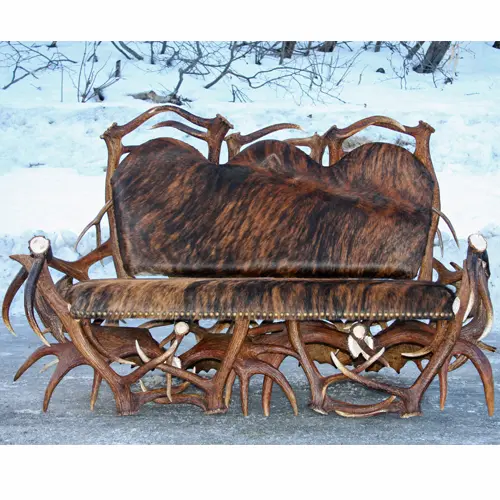 Unique artisan antler sofa designed as a living room focal point